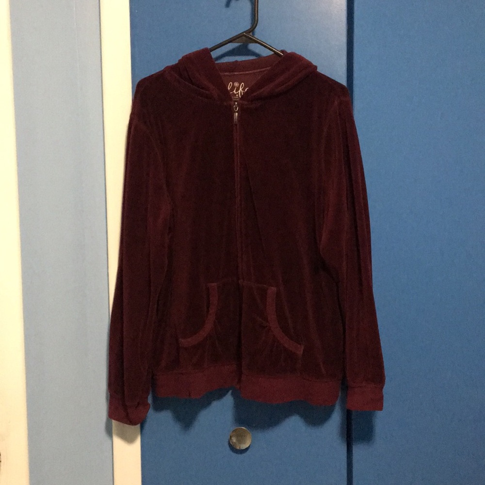 Burgundy Velour Hoodie